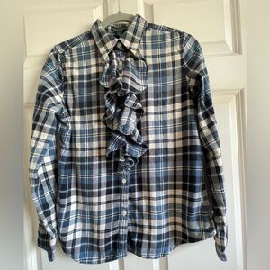 LRL Lauren Jeans Co plaid, long sleeve shirt, size medium.
